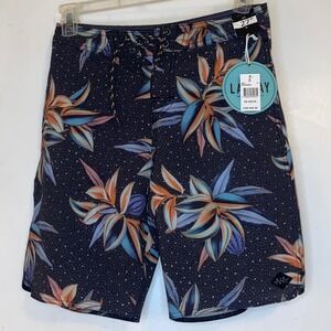Rip Curl Gloria Lay Day Boardshorts Mens 27 Black Floral Tropical KBOHT7 New